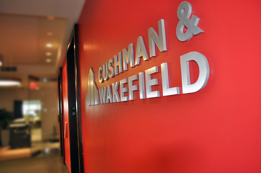 A sign made for Cushman Wakefield by Hightech Signs